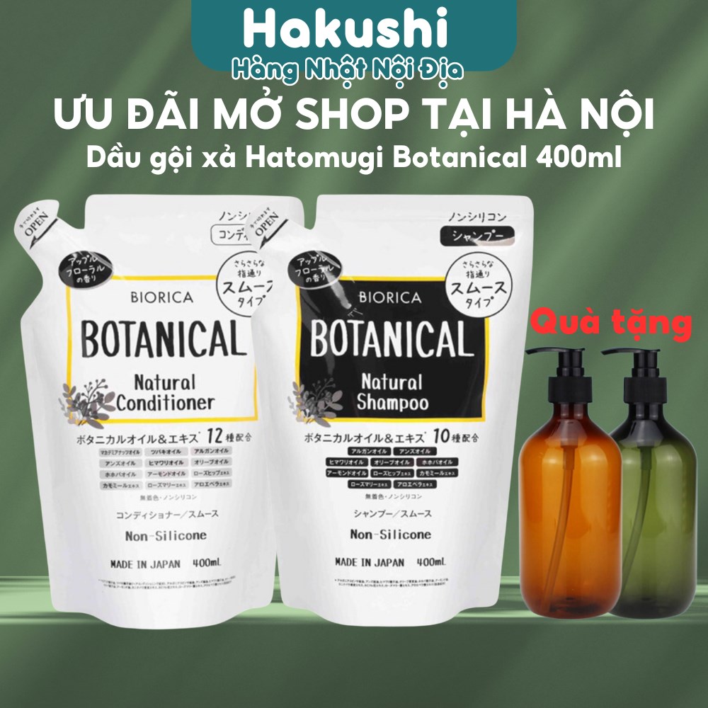 Dầu gội xả hatomugi botanical táo đen nhật bản giúp mềm tóc ngăn