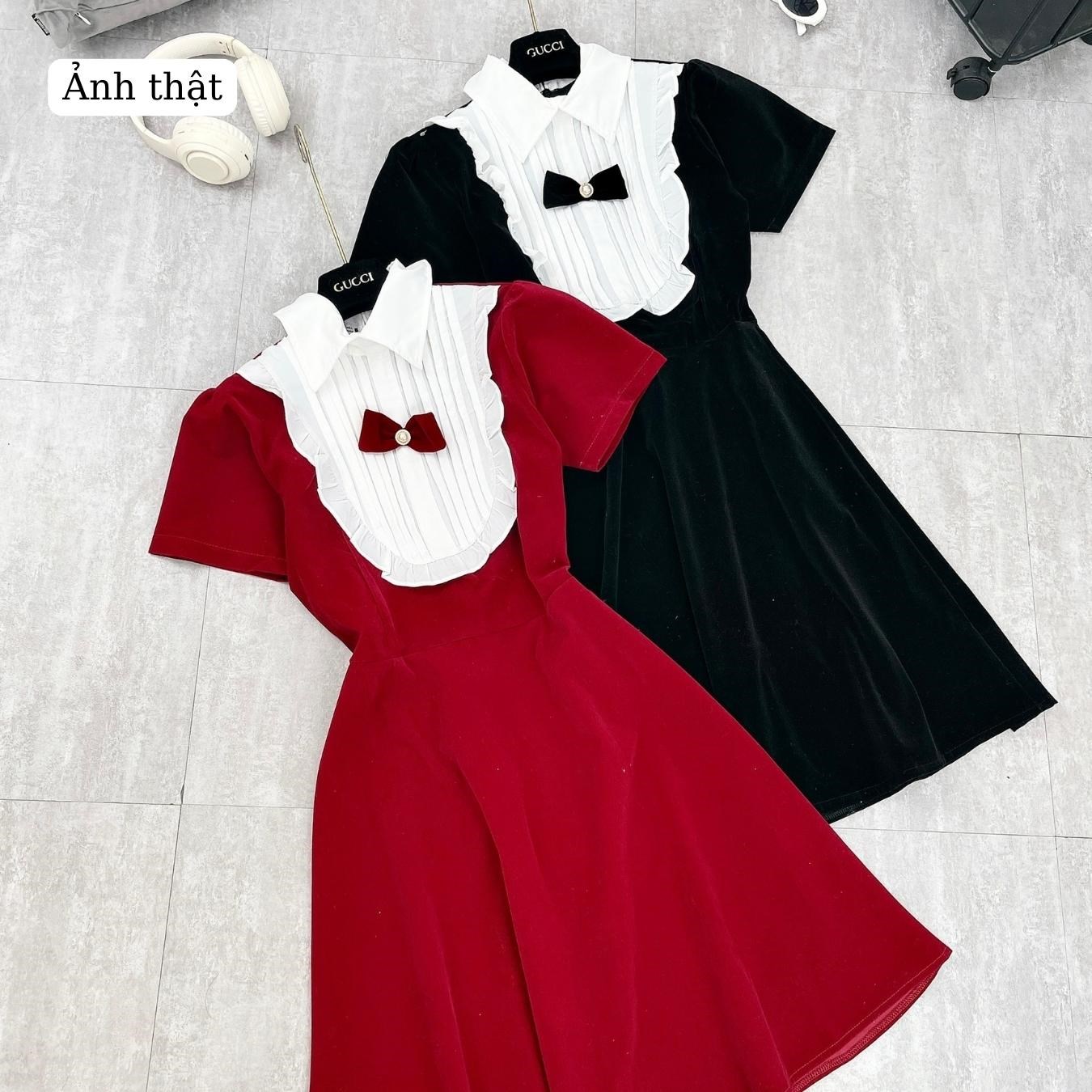 Đầm đỏ noel tết dạng yếm body dáng bí hở lưng form ngắn váy kiểu nữ có mút  mùa đông vải nhung sang chảnh tôn dáng g615