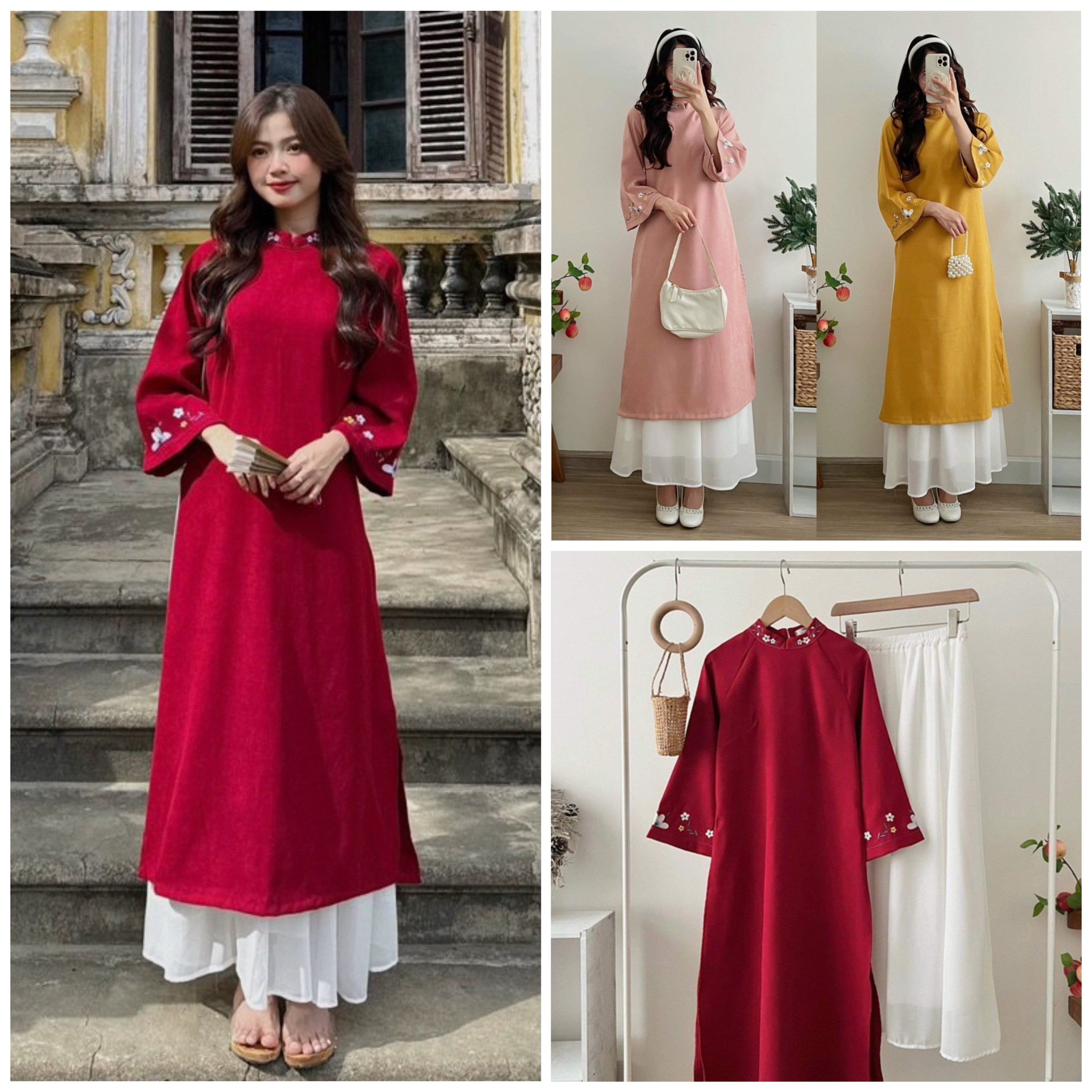 Chân váy áo dài cách tân CHAANG May sẵn Quần váy ngắn mặc áo dài may sẵn  đẹp, vải lụa đỏ/trắng/đen | Shopee Việt Nam